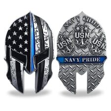USN Navy Military Challenge Coin Thin Blue Line Lives Veteran Gift  picture