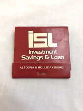 Investment Savings & Loan Pennsylvania Matchbook Vintage Advertising picture