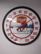 Schmidt Beer Wall Thermometer 13 Inch. Man Ice Fishing  picture