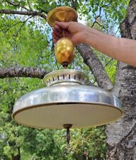 Vintage MCM Pull Down Retractable Ceiling Light Fixture Flying Saucer picture