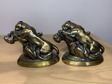 VTG. META SCULPTURE OF TWO PANTHERS IN COMBAT picture