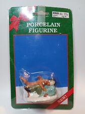 ⭐️Porcelain Christmas Village Figurine Boy and Dog Playing Caldor Corporation picture