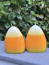 2 Vintage Cute Halloween Candy Corn 4” Candles picture
