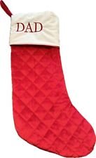 CHRISTMAS STOCKING 22” RED VELVET Quilted DAD Embroidered House And Garden picture