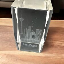 Glass paperweight  laser cut design inside LAS VEGAS 3x2x2 Skyline Souvenir picture