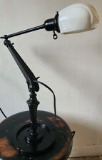 Vintage Industrial Desk Lamp Articulating Milk Glass Shade picture