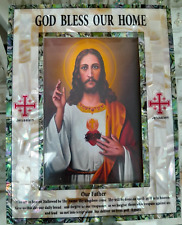 God Bless Our Home jesus Wall Hanging Decor Jerusalem Handmade Seashell 26x20cm picture