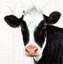 (2) Two Paper Lunch Napkins for Decoupage/Mixed Media - Single Cow farm animal picture