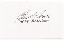 Glenn Bowers Signed 3x5 Index Card Autographed WWII Black Sheep Pilot VMF214 picture