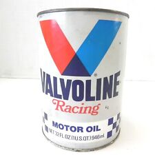 VINTAGE VALVOLINE RACING MOTOR OIL 32 FL OZ ALMOST EMPTY USED COLLECTABLE CAN picture
