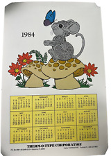 1984 THERM-O-Type Thermoprint  VTG PRINT AD Calendar Mushroom Mouse Butterfly picture