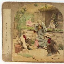 Playing Marbles Knuckle Down Stereoview c1865 Shooter Boy Ring Child Game A2291 picture