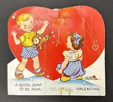 Vintage A Quick Jump To Be Your Valentine Card Pup Jumping Hoop picture