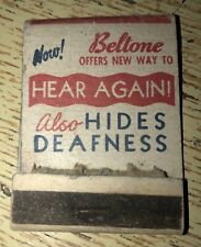 Beltone’s Hearing Aide Hides Deafness *Matchcover* 1950s  picture