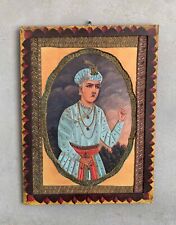 Mughal King Photo,Akbar Badshah Cloth Art Work Vintage Handmade Photo-17.5x23.5
