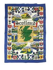 Scotland Cotton Tea Towel Crest Shield Map Castle Landmarks Souvenir 29”x20” picture