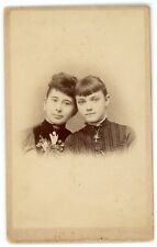 CIRCA 1870'S CDV Stunning Beautiful Young Affectionate Girls in Victorian Dress picture