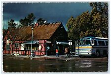 c1950's Rain Day In Solvang Restaurant Tour Bus Tourist California CA Postcard picture