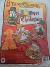 8pc Thanksgiving Decorama Beistle Honeycomb Tissue Pumpkins Cornshock Cutouts picture