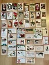 Lot of 42 Vintage Christmas Postcards Santa St. Nick Santa Claus Kids Religious picture