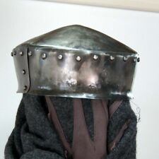 Blackened 18 Gauge Steel Medieval Iron Hood Helmet picture