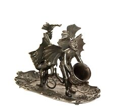 Massive Vienna Bronze Double Devil Figure Match Holder with Tray picture