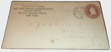 1884 NEW YORK CENTRAL AND HUDSON RIVER RAILROAD NYC USED COMPANY ENVELOPE picture