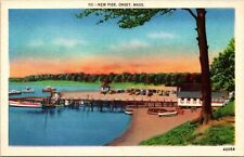New Pier Onset Massachusetts MA Sunset Linen Postcard UNP Unused VTG Vintage picture
