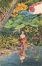 Orlando Florida FL Winter Park Botanical Reflection Pool Posted 1946 Postcard picture