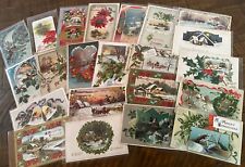 Lot of 22 Vintage~Christmas Postcards with Winter Snowy & Village Scenes-k-33 picture