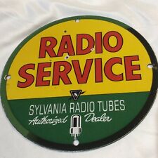 RADIO SERVICE SYLVANIA TUBES Authorized Dealer Porcelain Metal Advertising Sign picture