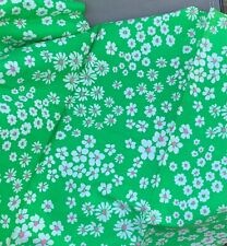 Vintage Green Pink White Daisy Fabric Remnant Flower Power picture