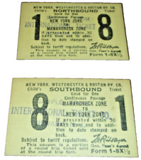 NEW YORK WESTCHESTER & BOSTON RAILWAY NYW&B MAMARONECK, NY ZONE 8 R/T TICKETS picture