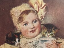 Cat Postcard Arms Full Kittens Wrapped in Blankets Three Kitties a/s S S Porter picture
