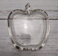 Vintage Apple Shaped Clear Glass Trinket Soap Dish Candy Teacher Gift picture