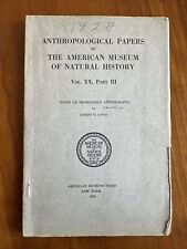 Anthropological Papers Of The American Museum Of Natural History By Robert Lowie picture