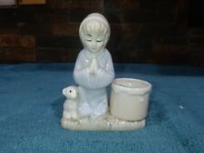 Southern Hospitality Ceramic Girl On Her Knees Praying With Little Lamb Figurine picture