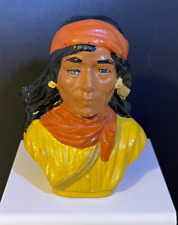 Vintage 1984 Mc Cloud Mold Native American Hand Painted Ceramic Head Bust picture