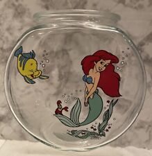Disney's The Little Mermaid Ariel Flounder Sebastian Glass 5.5” Fishbowl Jar picture