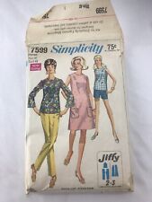 Vintage Sewing Pattern Simplicity #7599 Womens Dress Long Or Short Pants picture