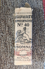 'Humphreys No.40 Homeopathic Insomnia Pills' c.1910-Box w/Full Bottle-Quack Meds picture