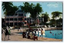 Postcard Hotel Washington Swimming Pool Bathing Scene c1920's Vintage People picture