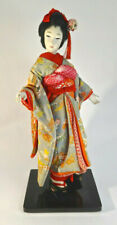 Japanese Geisha Doll Vintage Rooted Hair Fabric Face Hands Hand Stitched 16