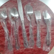 Vintage Orleans Silver Pamela Stainless Steel Flatware 62 pieces Boxed Set picture