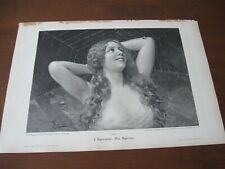 c. 1899 Art Print - Beautiful NUDE GIRL as SPIDER w WEB Fly by SPIRIDON Fantasy picture