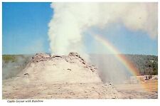 Postcard Castle Geyser with Rainbow Yellowstone National Park Vintage 1969? picture