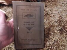 1912 Chevy Price List of parts 