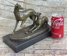 Signed P.J Mene Strong Greyhound Bronze Sculpture Marble Base Statue Figurine NR picture