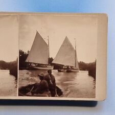 Melton Constable Stereoview 3D C1925 Real Photo Yachts On The River Bure Norfolk picture