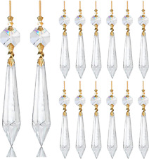 15Pcs Large Clear Crystal Chandelier 60Mm Icicle U-Drop Prisms Lamp Parts Brass  picture